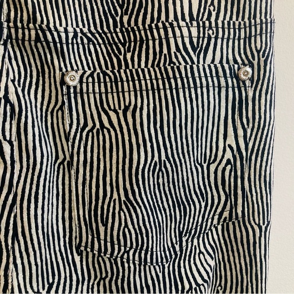 JOSEPH RIBKOFF Sz 6 Black and Gold Animal Zebra Print  Pull On High Waist Pants - Picture 5 of 11